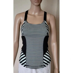 LULULEMON Athletica Women's Work It Out Tank Top mint black Stripe size 4